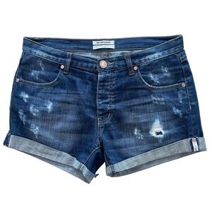 One Teaspoon Distressed Rolled Hem Denim Shorts